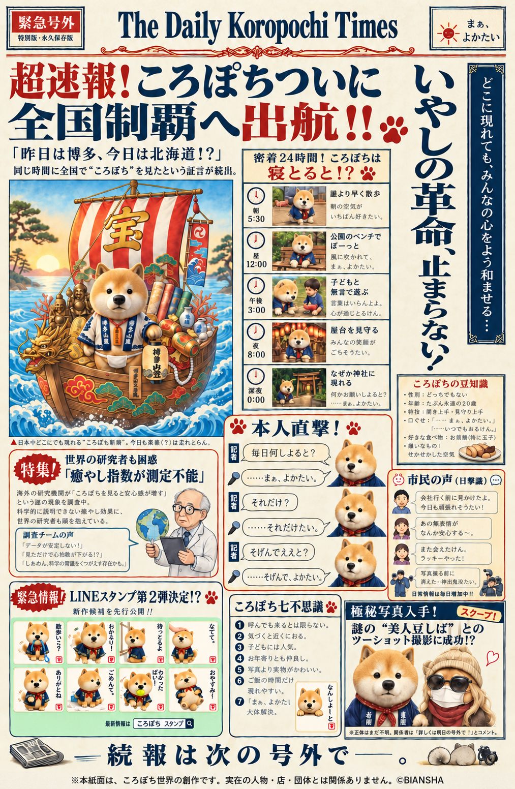 緊急号外(特別版) The Daily Koropochi Times — 超速報！ころぽちついに全国制覇へ出航!! いやしの革命、止まらない！